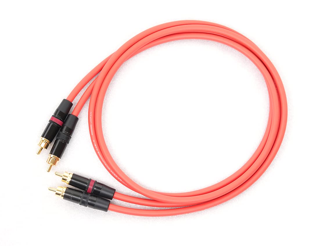 Amazon | MOGAMI モガミ 2534 RCA 赤黒ライン 2本ペアケーブル (7m, 赤